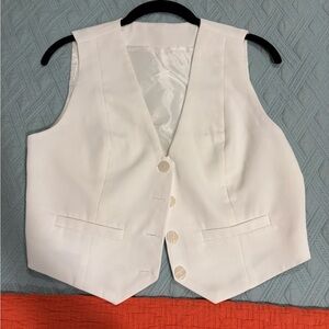 Ivory Lined V Neck Vest